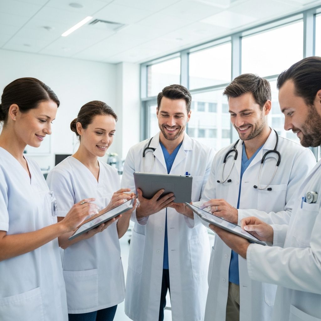 Care provider team reviewing patient data